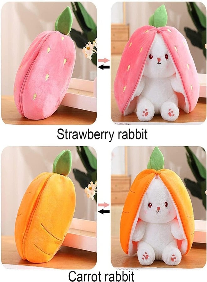 MOKRUSH Plush Toy Big 34 CM Pillow, Reversible,Cute Rabbit Sofa Pillow, Easter Bunny Stuffed Animal Cute Rabbit Plushie Birthday Gift for Boys Girls and Kids (Strawberry + Carrot) - Image 4